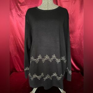 Black Segue Sweater with Silver Appliqué